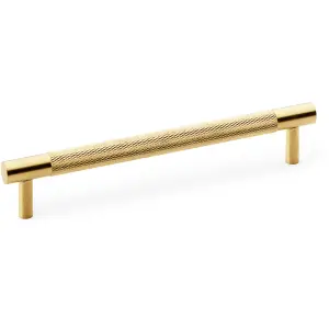 Knurled T Bar Door Pull Handle - Satin Brass - 160mm Centres Premium Drawer