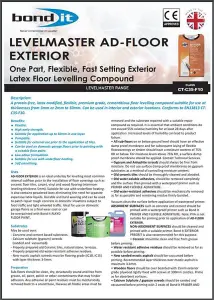 Bond It AD-FLOOR EXTERIOR 2-50mm depth Latex Self Leveling Compound - Grey 20kg