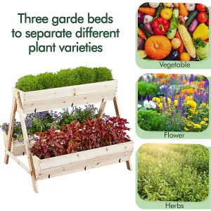 Yaheetech 3 Tier Raised Garden Bed Fir Wood Flower Rack for Flowers Vegetables