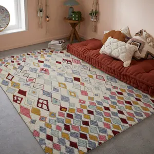 Handmade Luxurious Modern Wool Easy to Clean Abstract Geometric Multicolored Rug for Living Room & Bedroom-160cm X 230cm