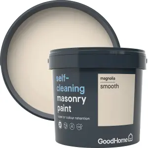 GoodHome Self-cleaning Magnolia Smooth Matt Masonry paint, 5L Tub