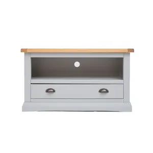 Loreo Light Grey 1 Drawer TV Cabinet Brass Cup Handle