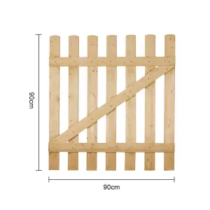 Garden Gate Pine Wood Outdoor Gate with Latch Freestanding Wood Fence Partition for Home Yard H 90cm x W 90cm