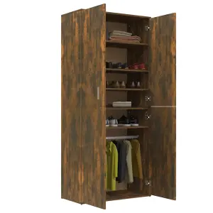 Shoe Cabinet Smoked Oak 80x39x178 cm Engineered Wood