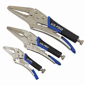 US PRO Tools 3pc Long Nose Locking Plier Pliers Set 5-10" Mole Grips Clamps 1846