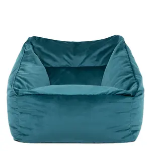 icon Natalia Velvet Armchair Bean Bag and Pouffe Set Teal Green Giant Bean Bag Chair