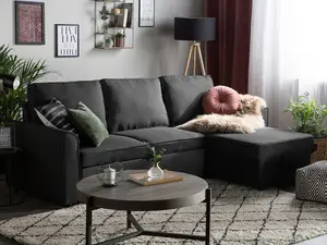 Corner Sofa NESNA Black Fabric Left Hand