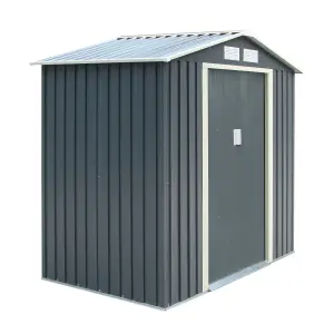 Rowlinson Trentvale 6x4 Metal Apex Shed Dark Grey with Assembly