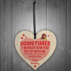 Red Ocean Valentines Day Funny Wooden Hanging Heart Gift For Boyfriend Girlfriend Novelty Gift For Her Him,