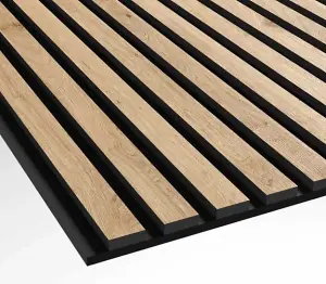 Wood Slat Wall Panels- Classic Oak Black Acoustic Felt - 2400x600x22mm - Premium Quality by Proclad