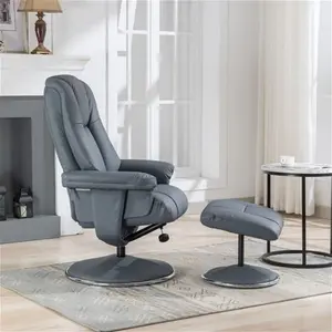 Denver Real Leather Luxury Swivel Recliner Chair