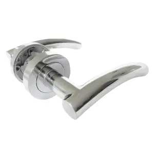 Arched Lever Door Handle on Rose CHROME Tubular Latch Set