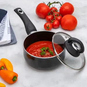 16cm Non-Stick Sauce Pan & Glass Lid