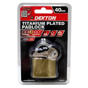 Dekton 40mm Titanium Iron Padlock, 3 Keys.