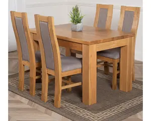 Dakota 127 x 82 cm Chunky Oak Small Dining Table and 4 Chairs Dining Set with Stanford Chairs