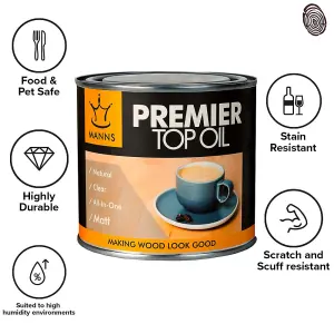 Manns Premier Top Oil - Clear Matt Finish Worktop Oil- 500ml