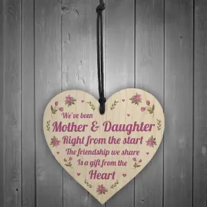 Red Ocean Gift For Mother And Daughter Wooden Heart Sign Love Gift For Mum or Daughter