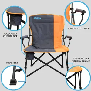 Liberty Leisure Heavy Duty 110kg Outdoor Folding Camping Chair Orange