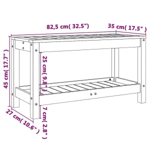 Berkfield Garden Bench Black 82.5x35x45 cm Solid Wood Pine