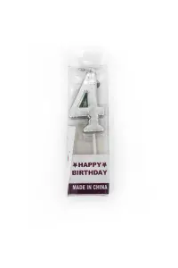 Shatchi Silver 4 Number Candle Birthday Anniversary Party Cake Decorations Topper