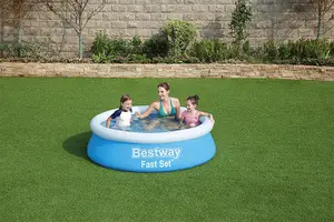 Bestway 6ft x 20'' Fast Set Swimming Pool  Round Outdoor Family Paddling Pool for Garden