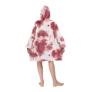 Pink Oversized Tie Dye Sherpa Blanket Hoodie with Front Pocket