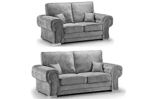 Chingford 3&2 Seater Sofa Set Chenille Fabric Grey