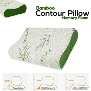 Contour Pillows Bamboo Memory Foam Anti Snore Orthopaedic Head Neck Back Support Bamboo Removable Cover