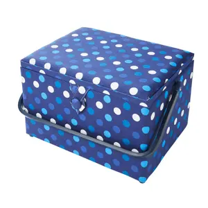 Large Sewing Basket Navy Spot 23.5 x 31 x 20.5cm - Sewing Online GA1123L