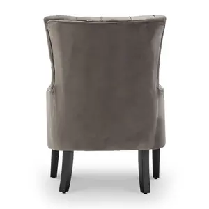 Velvet Light Grey Gabriella Accent Chair