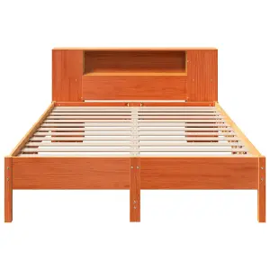 Berkfield Bookcase Bed without Mattress Wax Brown 140x200 cm Solid Wood Pine