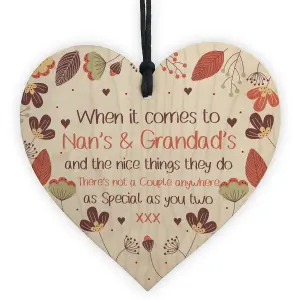 Nan And Grandad Gift For Birthday Christmas Wooden Heart Grandchildren Gift