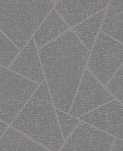 Quartz Fractal Wallpaper Charcoal and Copper Fine Decor FD42283