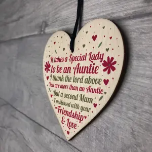 Red Ocean Handmade Thank You Auntie Birthday Christmas Gifts Wooden Heart Plaque Friendship Gift