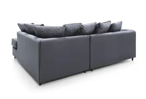 Chicago Velvet Right Facing Corner Sofa in Dark Grey