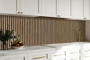 Wood Slat Wall Panels, Waterproof, Shiplap 300mm - Premium French Oak