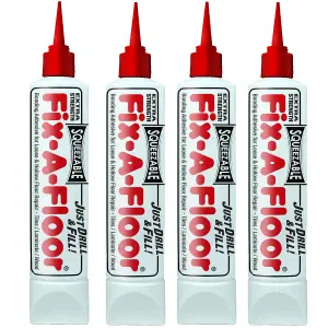 Pack of 4 - Fix-A-Floor Squeezy All-In-One Repair Adhesive for Loose, Hollow and Creaky Tiles, Wood, LVT, LVP & Laminate flooring