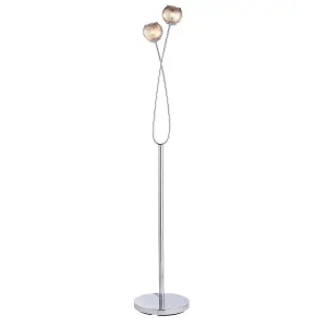 Luminosa Aerith 2 Light Floor Lamp Chrome, Smokey Mirror Tinted Glass, G9