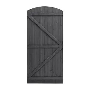 Grey Semi Braced Arch Top Strong Wooden Garden Gate with Latch H 180cm x W 90cm