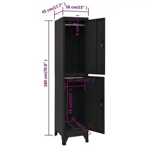 Berkfield Locker Cabinet Black 38x45x180 cm Steel