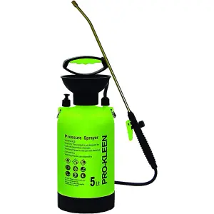 Pro-Kleen Garden Pressure Pump Sprayer Manual Action 5L With Brass Lance And 2 x Spare Seal Kit