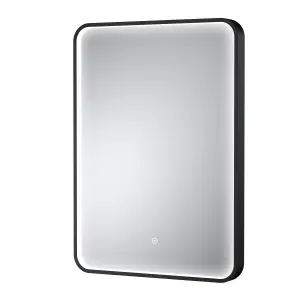 Contemporary Inset Framed LED Touch Sensor Mirror with De-mister Pad - 700 x 500mm - Black - Balterley