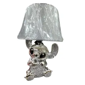 Silver Crushed Diamond Stitch Table Lamp with Shade Ceramic Style 2