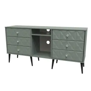 Toledo 6 Drawer Sideboard in Reed Green (Ready Assembled)