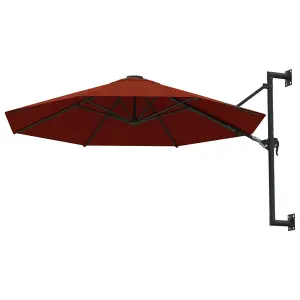 Berkfield Wall-Mounted Parasol with Metal Pole 300 cm Terracotta