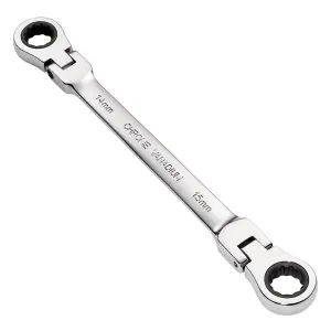 Draper Tools HI-TORQ Metric Flexible Head Double Ring Ratchet Spanner, 14 x 15mm