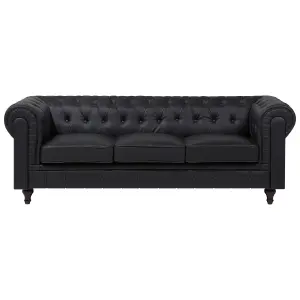 Right-Hand Corner Sofa CHESTERFIELD Black Faux Leather Right Hand