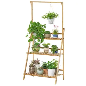 3 Tiered Hanging Wood Plant Stand Outdoor for Garden Balcony 144cm (H)