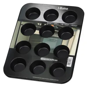 I-Bake 12 Cup Mini Muffin Pan Black (24.4 x 18.5 x 2.1cm)