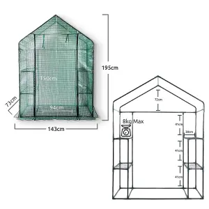 Walk In Greenhouse Garden Plant Grow House Outdoor Growhouse Garden Structure with Shelving & Roll Up Cover